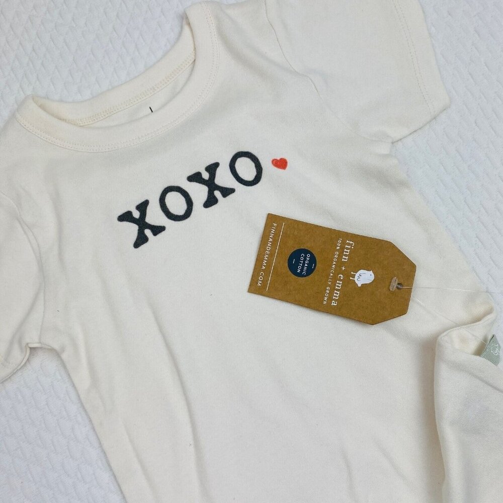 NWT Finn + Emma Hugs and Kisses XOXO Shirt Top Girl Boy 3T Organic Cotton $24